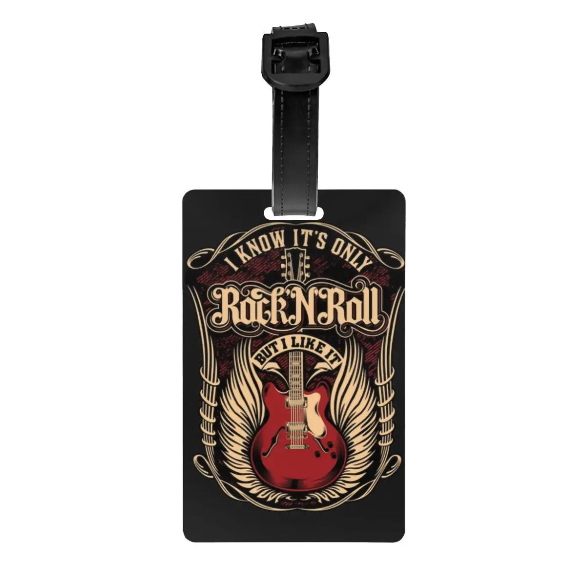 

It's Only Rock And Roll Luggage Tag for Travel Suitcase Guitar Heavy Metal Music Lover Privacy Cover Name ID Card