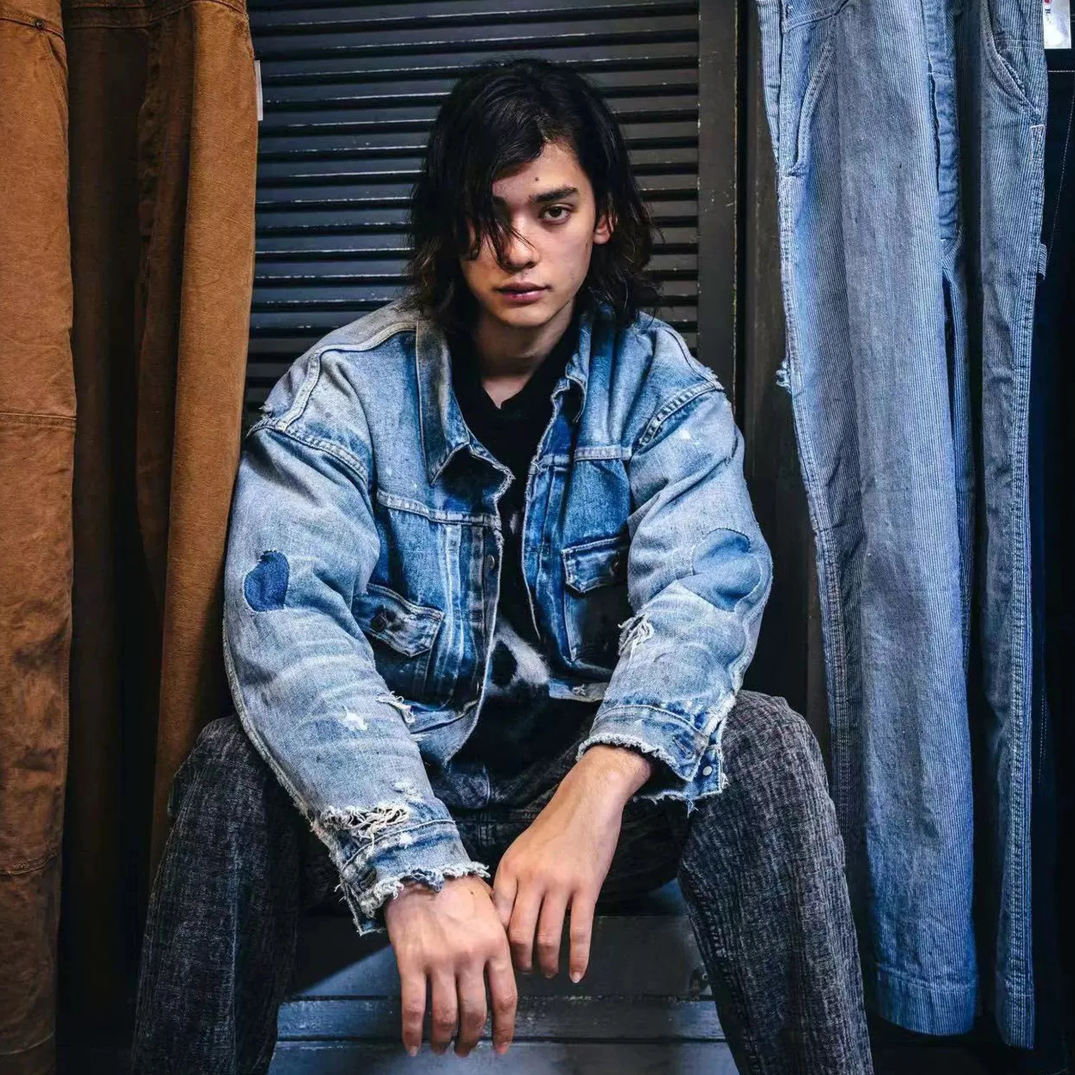 NIGO Мужская весенне-осенняя потертая синяя винтажная свободная джинсовая куртка