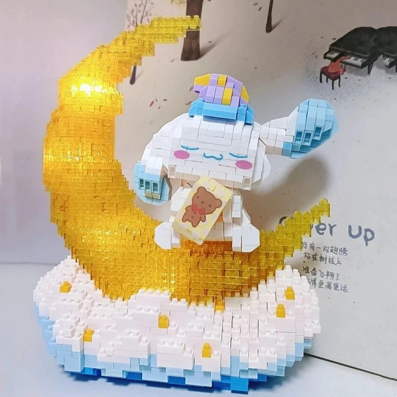 Sanrio милые строительные блоки Cinnamoroll маленькие частицы луна модель рыцарь сборка