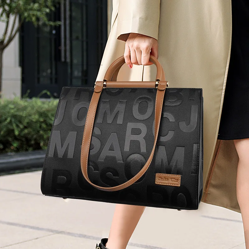 

New Luxury Brand Genuine Leather Fashion Simple Large-capacity Handbag Retro Texture Single Shoulder Messenger Female Bag Bolso