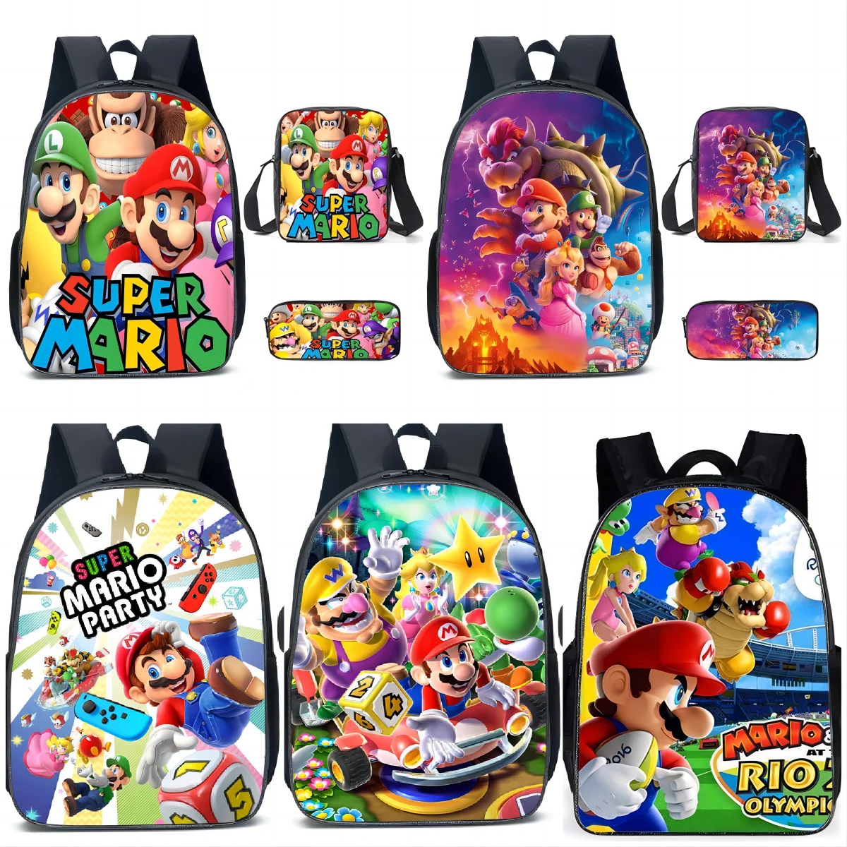 

Anime Super Mario Children's Backpack Cartoon Large-capacity Student Schoolbag Fashion Lightweight Waterproof Student Backpack