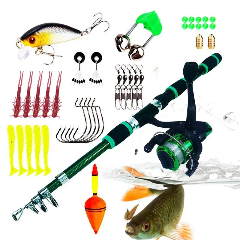Fishing Rod Combo Set Fishing Poles With Reel Kit Telescopic Fishing Pole With Reel Combo Sea Saltwater Freshwater Kit Fishing