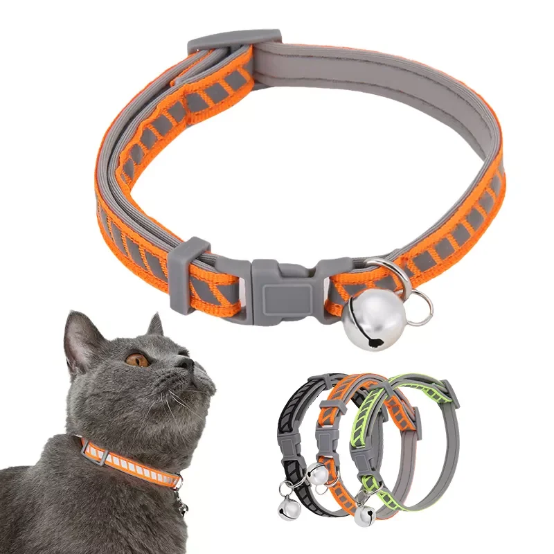 

Small Dog Collar Pet Products Collar For Cat Necklace Animals Accessories Poodle Chihuahua Nylon Reflective Bells Orange Green