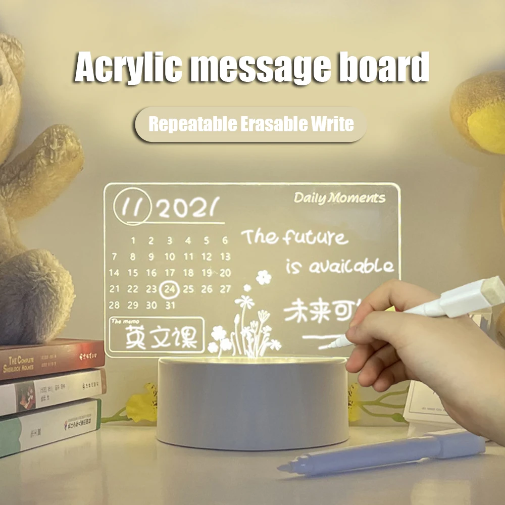 

Акриловый ночник доска сообщений отправить ручку настольная лампа настольное украшение прикроватные творческий праздник день рождения подарок подруге ребенок