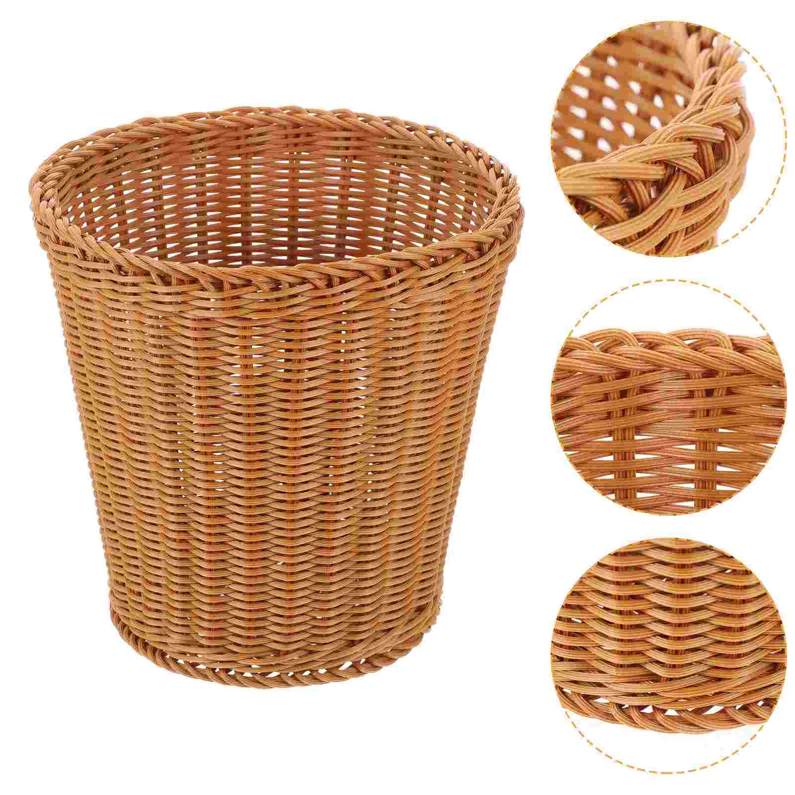 

Farmhouse Woven Basket Multi-use Woven Basket Woven Trash Basket Waste Paper Storage Basket