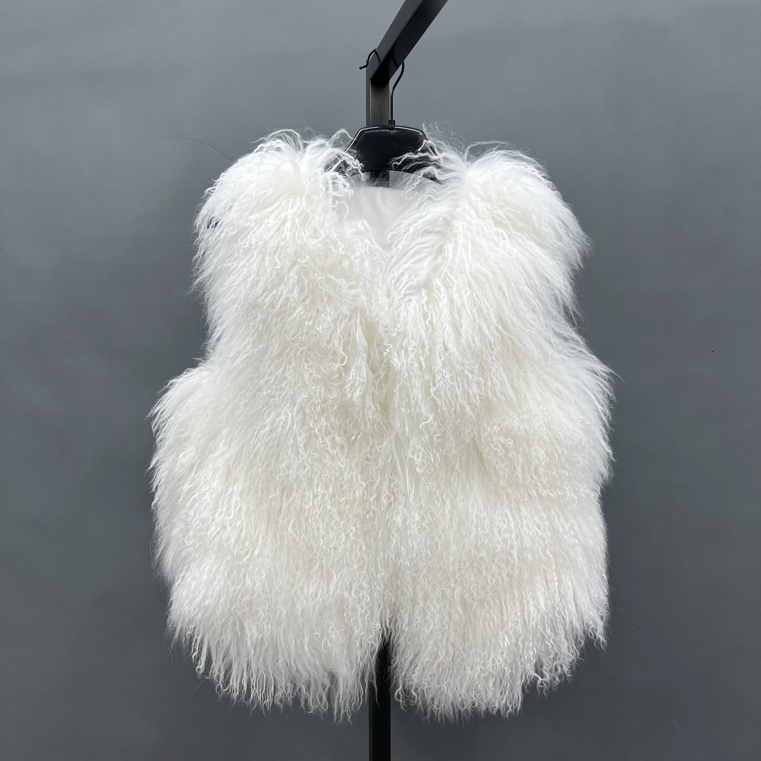 JANEFUR Монгольская овечья меховая безрукавка мода 2023 подходит для мамы и дочери без