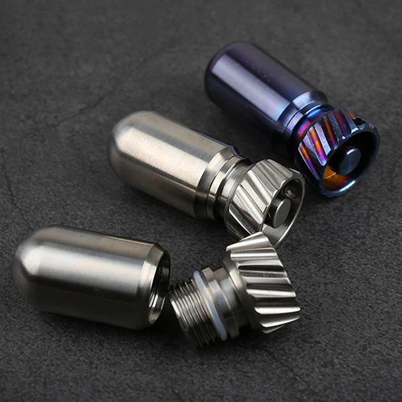 

Waterproof Pure Titanium Pill Box Case Bottle Cache Drug Holder Container Keychain Medicine Box Health Care Airtight Jar