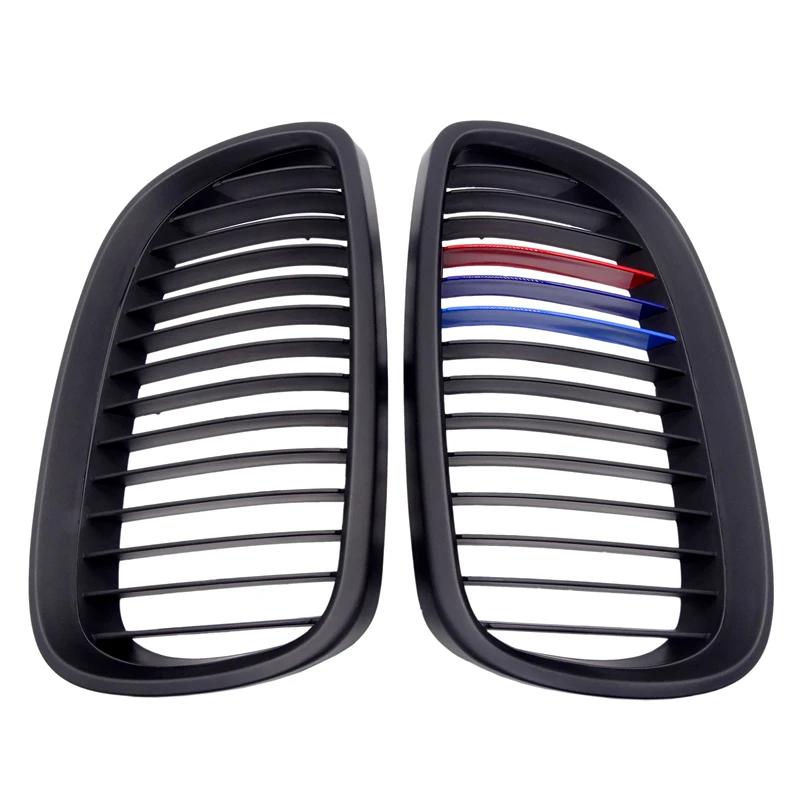 

1 Pair for BMW E92 E93 3 Series 320i 328i 330i LCI 2006-2009 Gloss Matte M-color Replacement Front Bumper Kidney Grille Grills