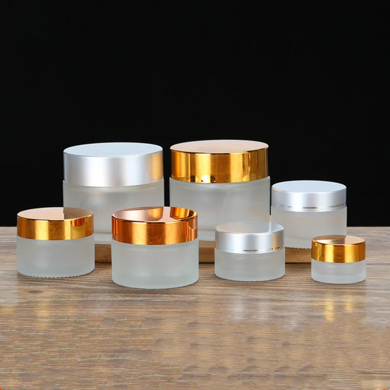 

10pcs 5/10/15/20/30/50g Empty Face Cream Jar Ointment Bottle Cosmetic Pot Eye Shadow Container Frosted Glass Refillable Makeup