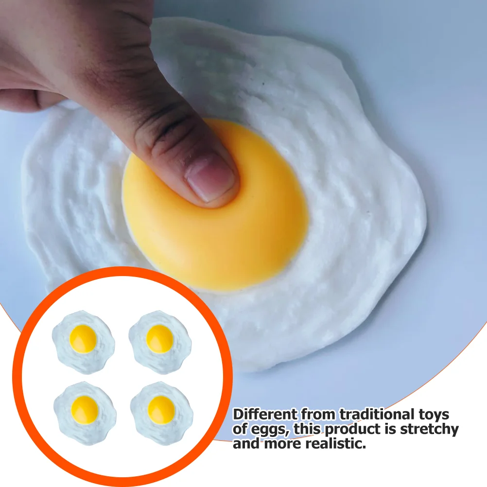 

4Pcs Fake Fried Egg Shape Squeeze Toys Artificial Fried Eggs Creative Squeeze Toys