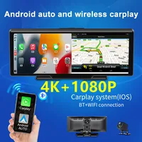 10.26 Inch Car Dvr Carplay Android Auto Dashcam Large Screen Center Console BT 4K Dash Cam For Car Dual Lens GPS FM Black Box