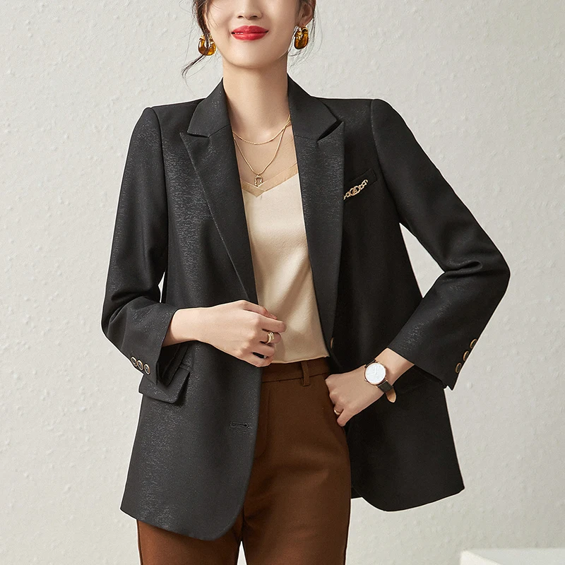 

Женские офисные блейзеры, пальто, элегантные модные костюмы с английским воротником, Женский блейзер с длинным рукавом, куртки, Однотонный женский костюм, пальто