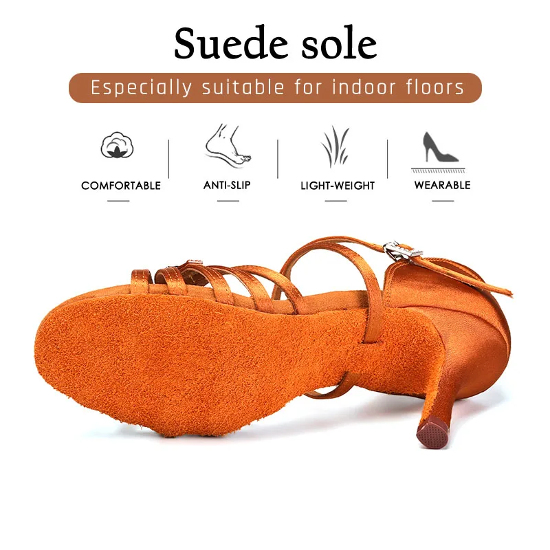 New Ballroom Latin Dance Shoes for Women/Girls/Ladies Tango&Salsa High Heeled Indoor Satin/Silk 5/7.5/8.5cm Professional