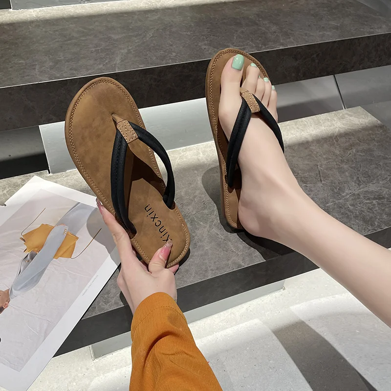 

Шлепанцы женские с открытым носком, повседневные сандалии на плоской подошве, Нескользящие, летняя модель 2023