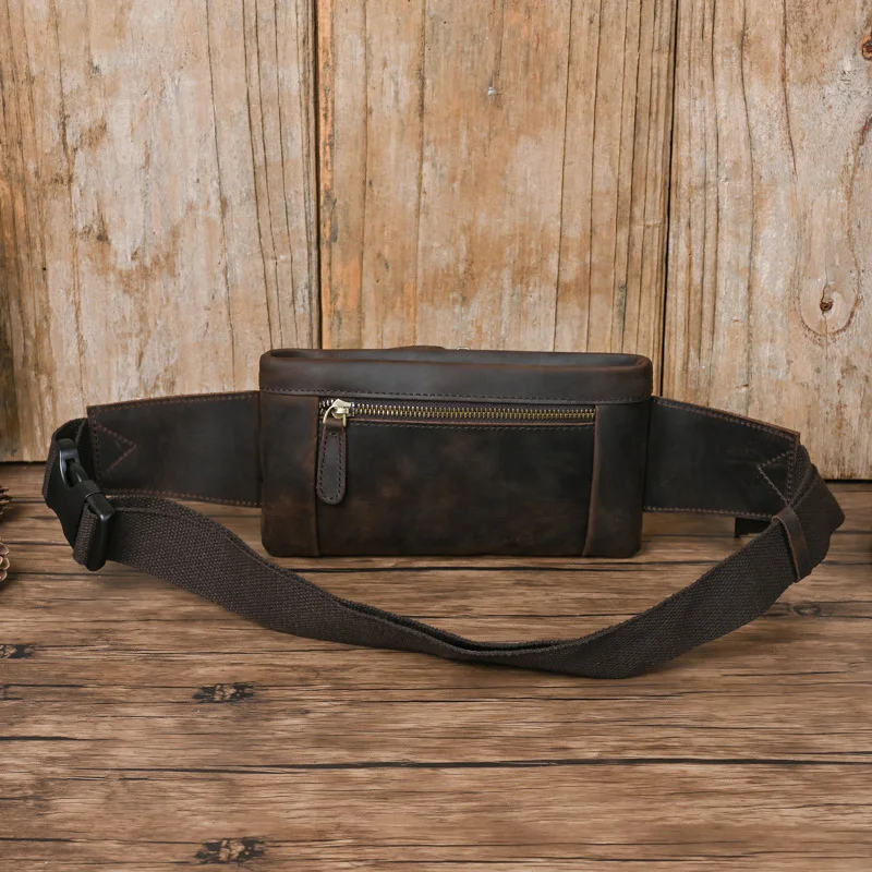 High Quality Waist Packs for Men Genuine Leather Fanny Bag for Phone Pouch Male Shoulder Bag Men's Real Leather Belt Waist Packs