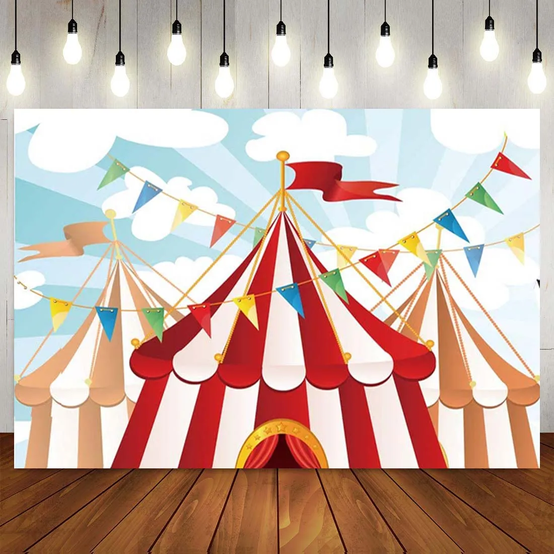 

7x5ft Red Tent Circus Photography Backdrops Birthday Party Background Kids Baby Shower Cake Table Decorations Photo Banner Booth