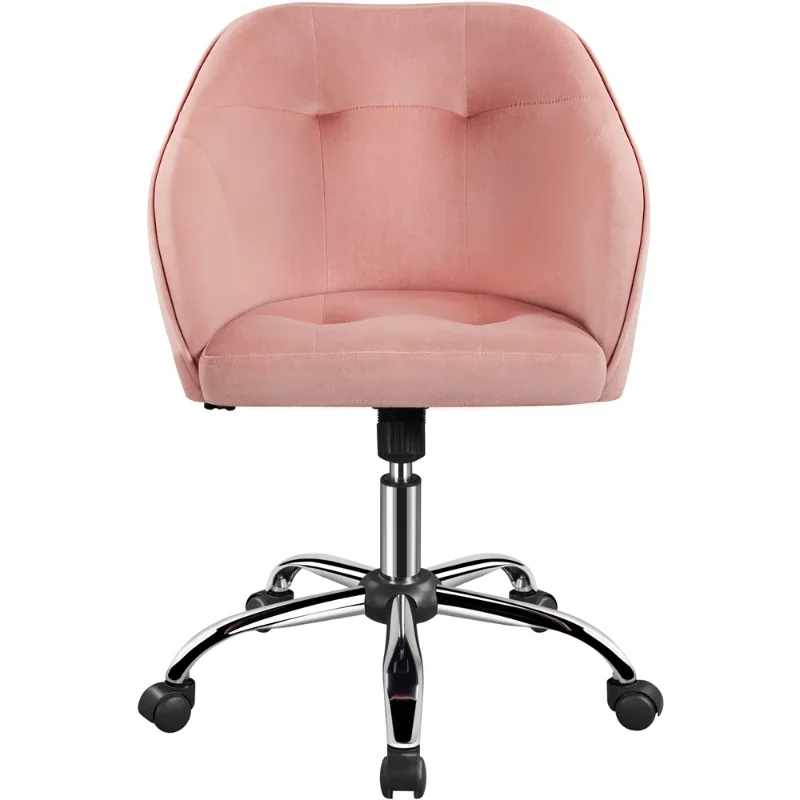 

SMILE MART Modern Velvet Adjustable Swivel Office Chair, Pink