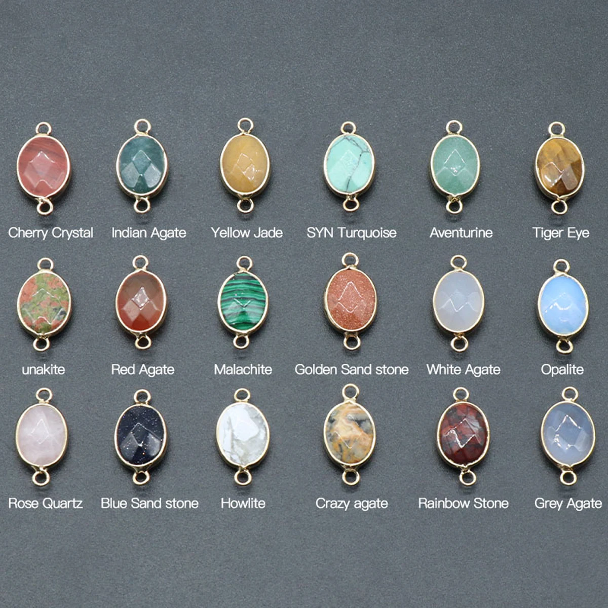 

Natural Oval Shape Crystal Stone Pendants Faceted Quartz Agate Opal Charms for Jewelry Making Necklace Bracelet Gift