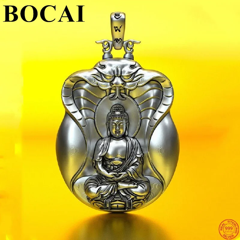 

BOCAI Trendy 100% S999 Sterling Silver Pendant 2021 Popular Life Guardian Buddha Pure Argentum Patron Saint Amulet for Men Women
