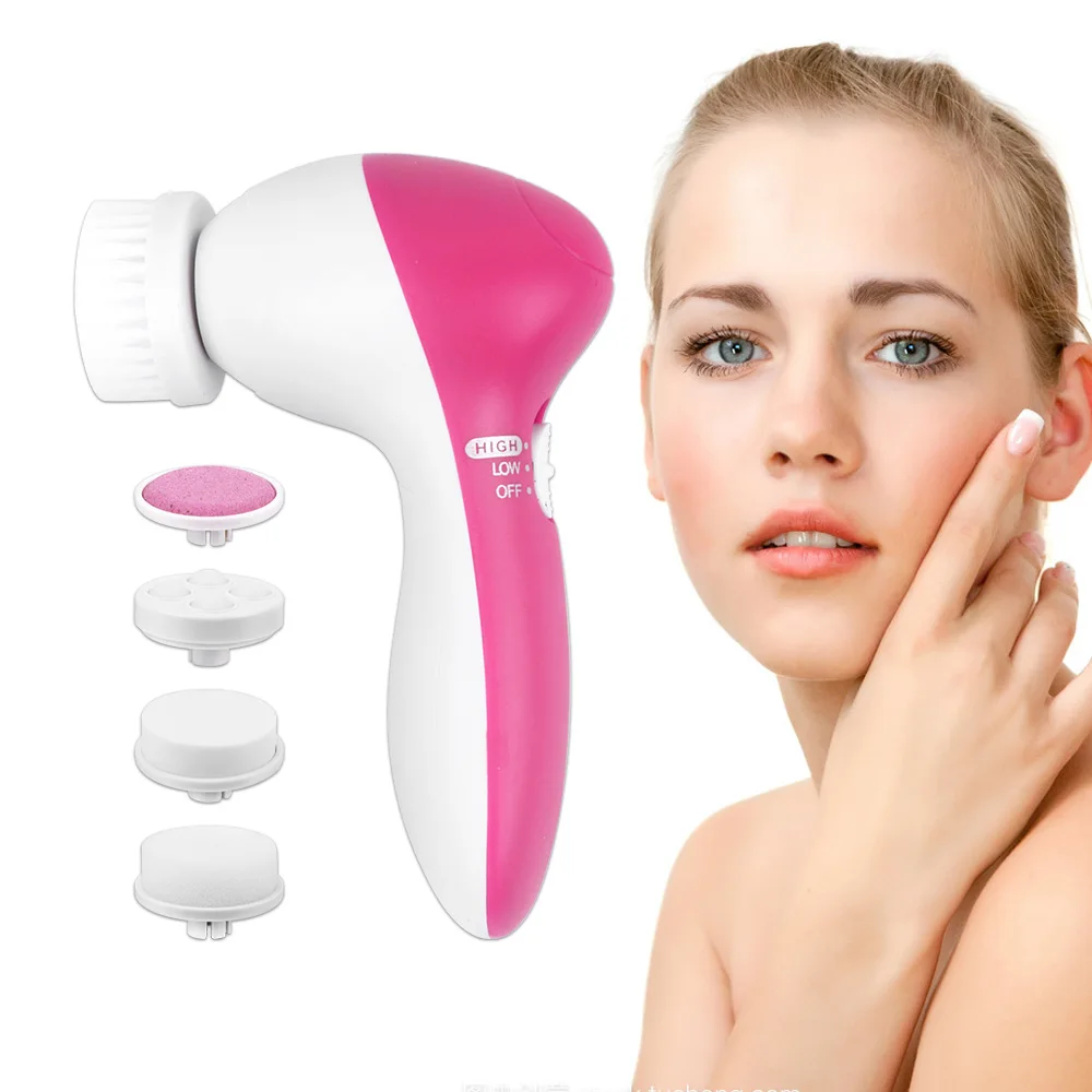 

5 IN 1 Face Cleansing Brush Electric Facial Cleaner Wash Machine Spa Skin Care Massager Blackhead Cleaning Facial Cleanser Tools