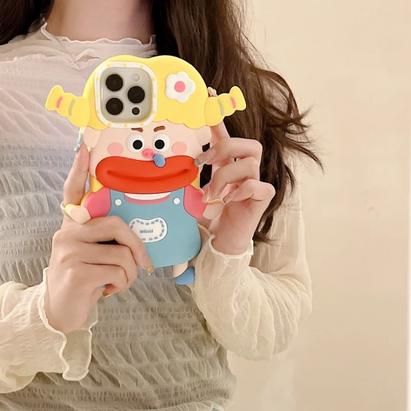 

Funny Cute Cartoon Runny Nose Braided Girl Mobile Phone Case For IPhone14 11 12 13 Pro Max Plus