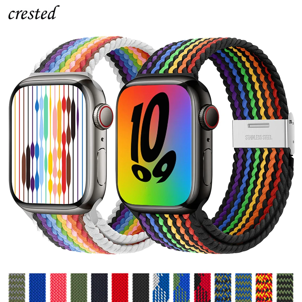 

Braided Solo Loop For Apple watch band 44mm 40mm 45mm 41mm 42mm 38mm 45 Elastic Nylon bracelet iWatch series 3 4 5 se 6 7 strap