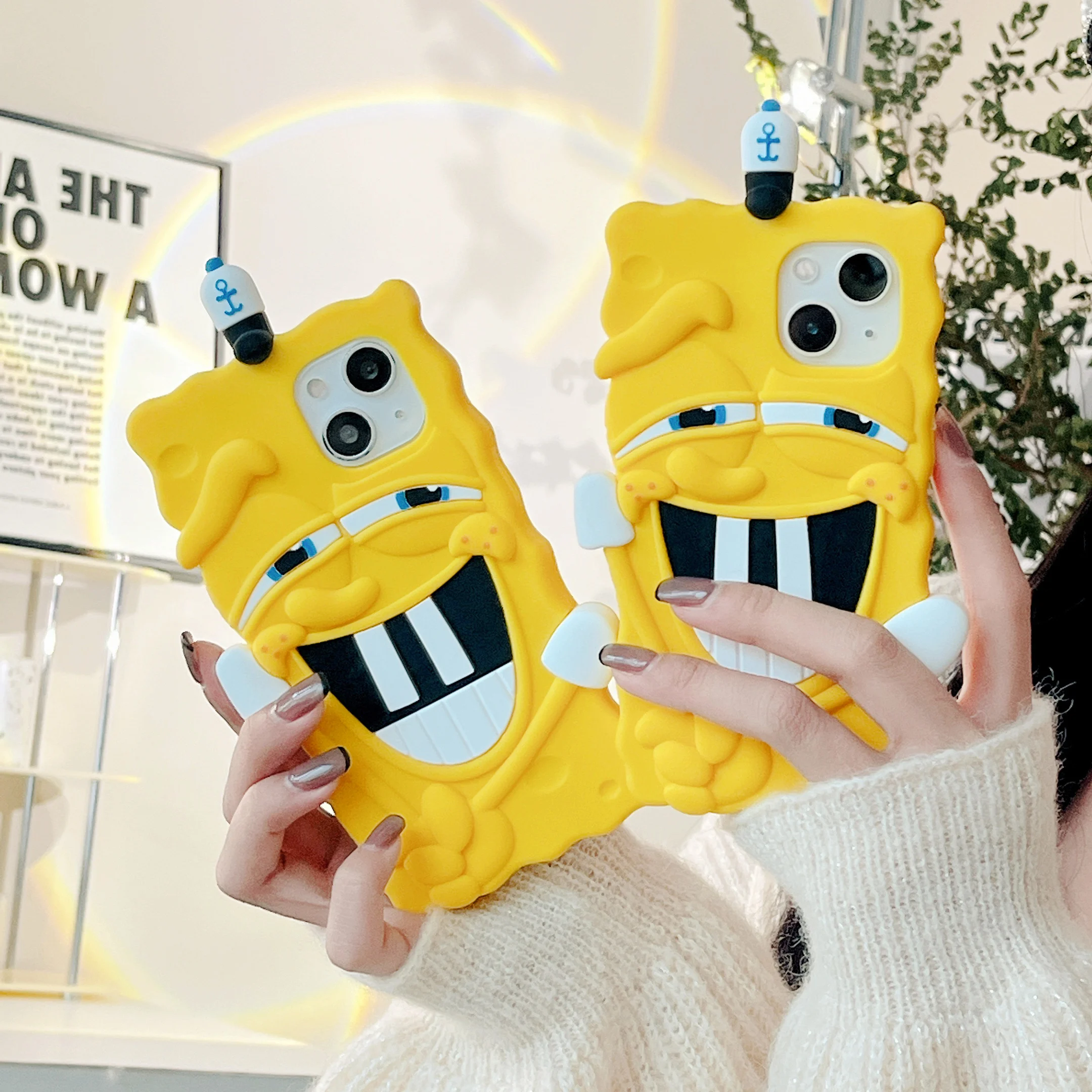 

Funny SpongeBob 3D Phone Case For iPhone 14 13 12 11 Pro Max Plus Cartoon Soft Silicone Shockproof Cover