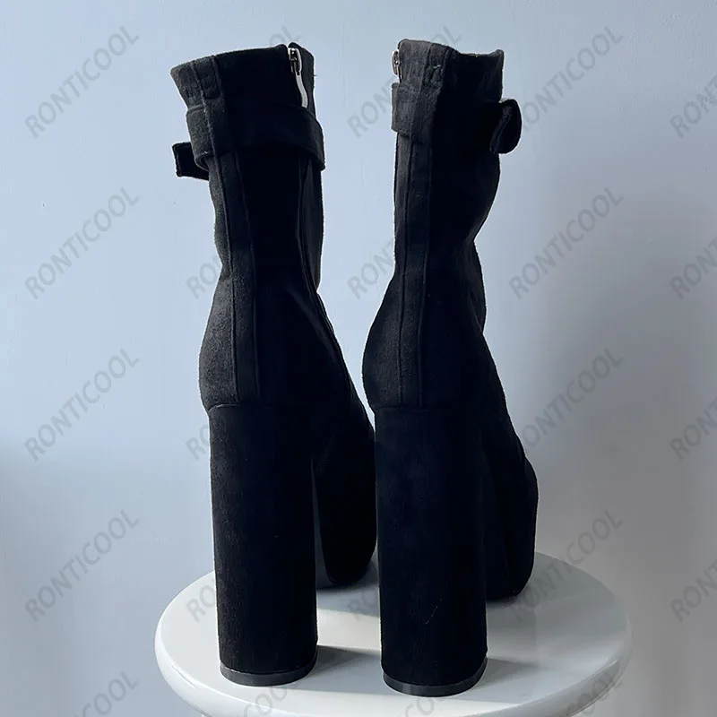 Женские ботильоны на платформе с круглым носком молнии сбоку
