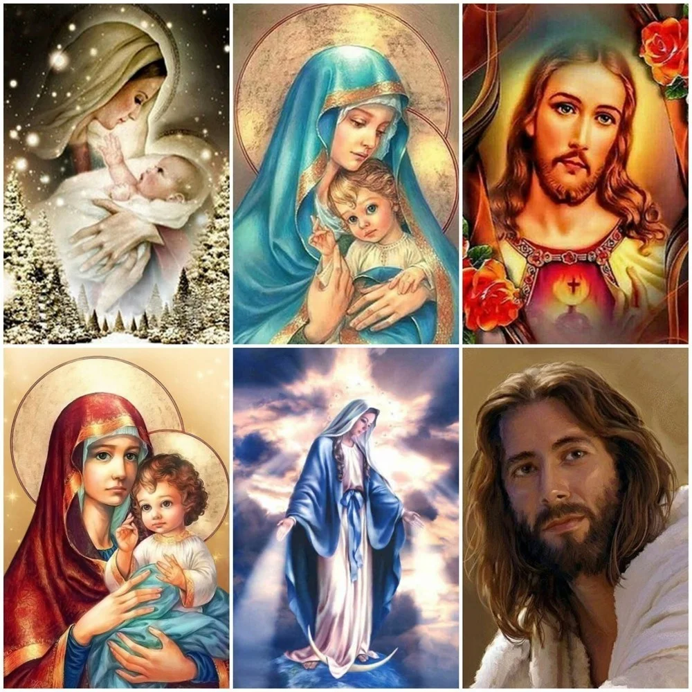 

Round/Square Handmade Women and Children Cross Stitch Diamond Painting Mosaic Figures Home Decoration Gifts