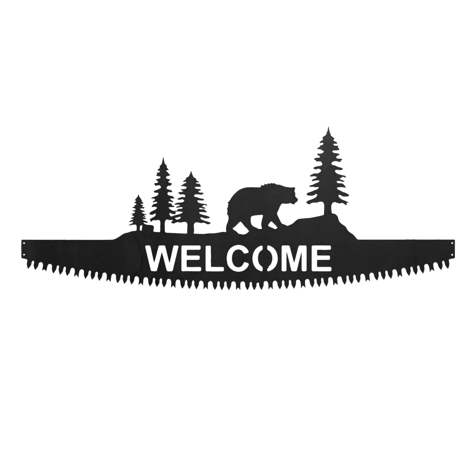 

Metal Wall Decor Animal Bear Saw Blade Indoor Outdoor Art Wall Welcome Sign Hand Saw Metal Art For Home Living Room Bedroom