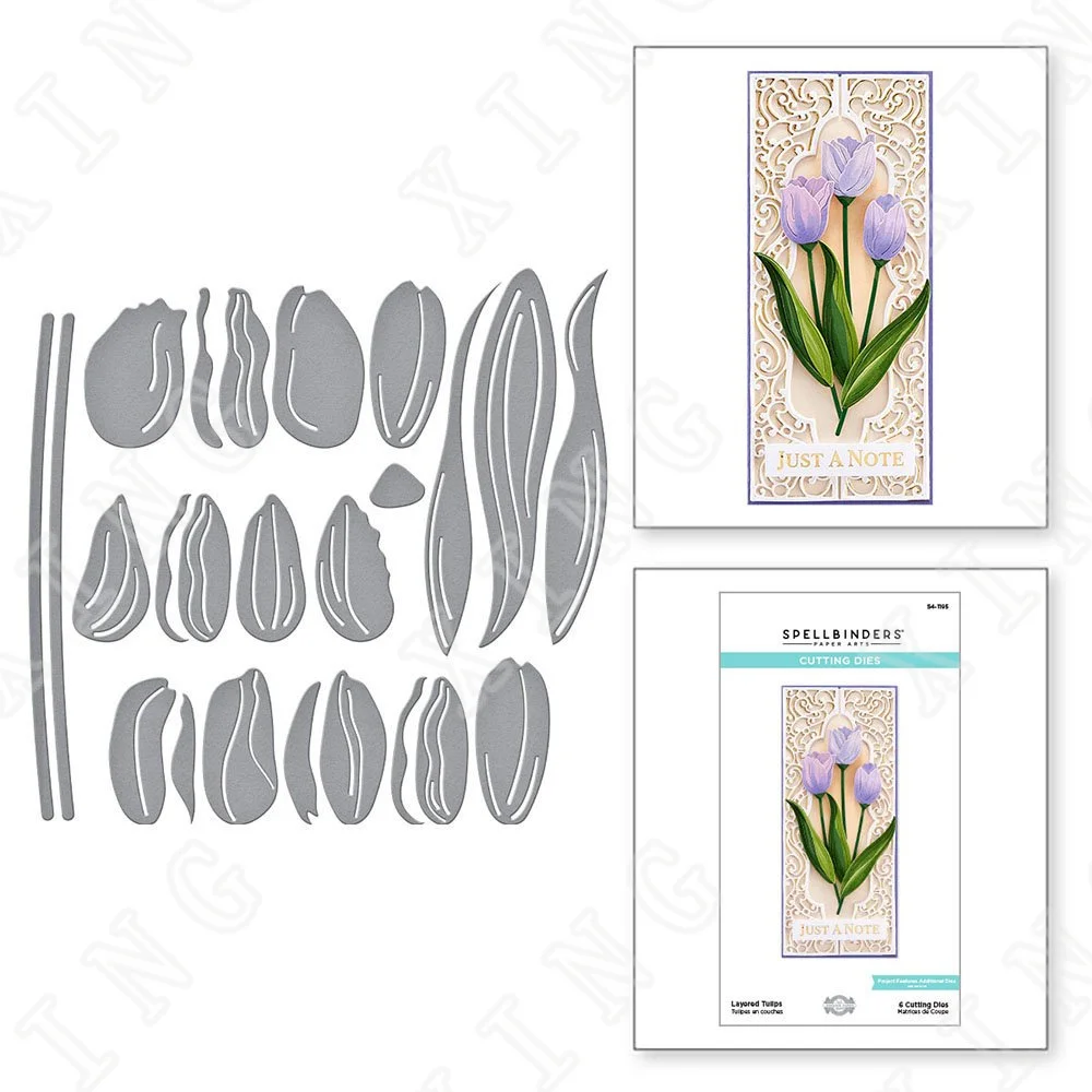 

Layered Tulips Metal Cutting Dies Scrapbook Diary Decoration Stencil Embossing Template Diy Greeting Card Handmade 2022 New