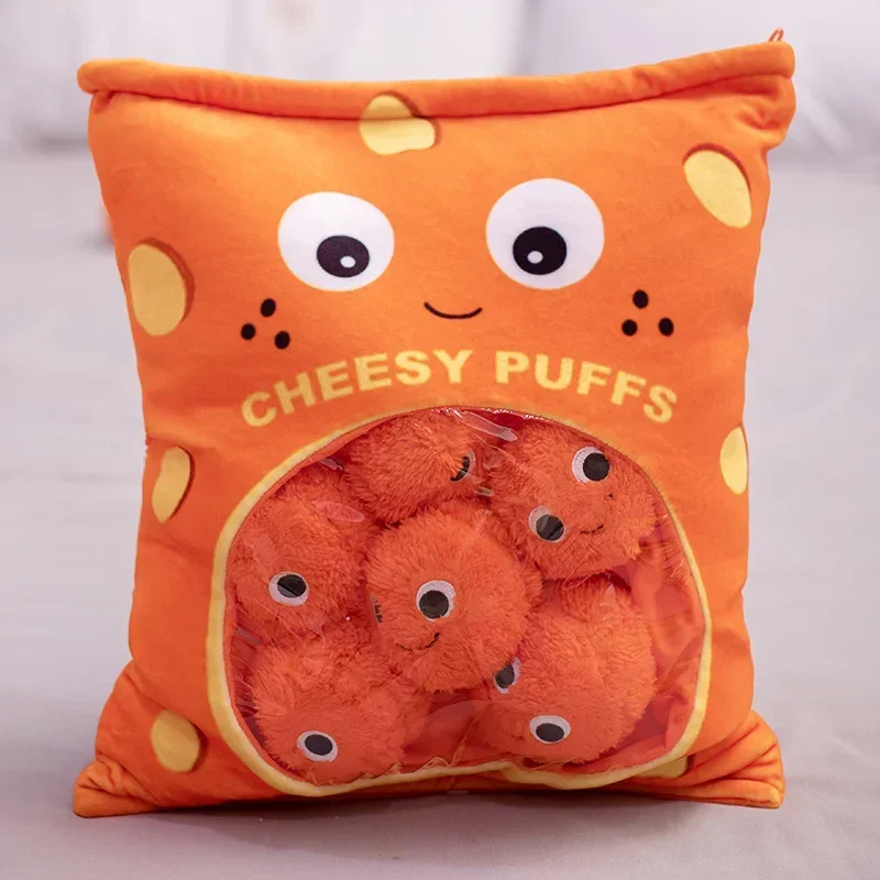 Детская плюшевая игрушка Cheesy Puffs мягкая подушка для закусок наполнитель номера