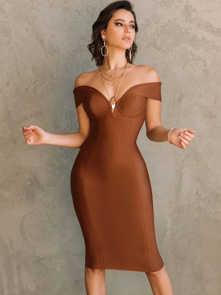 Женское Бандажное платье с открытыми плечами белое или красное вечернее