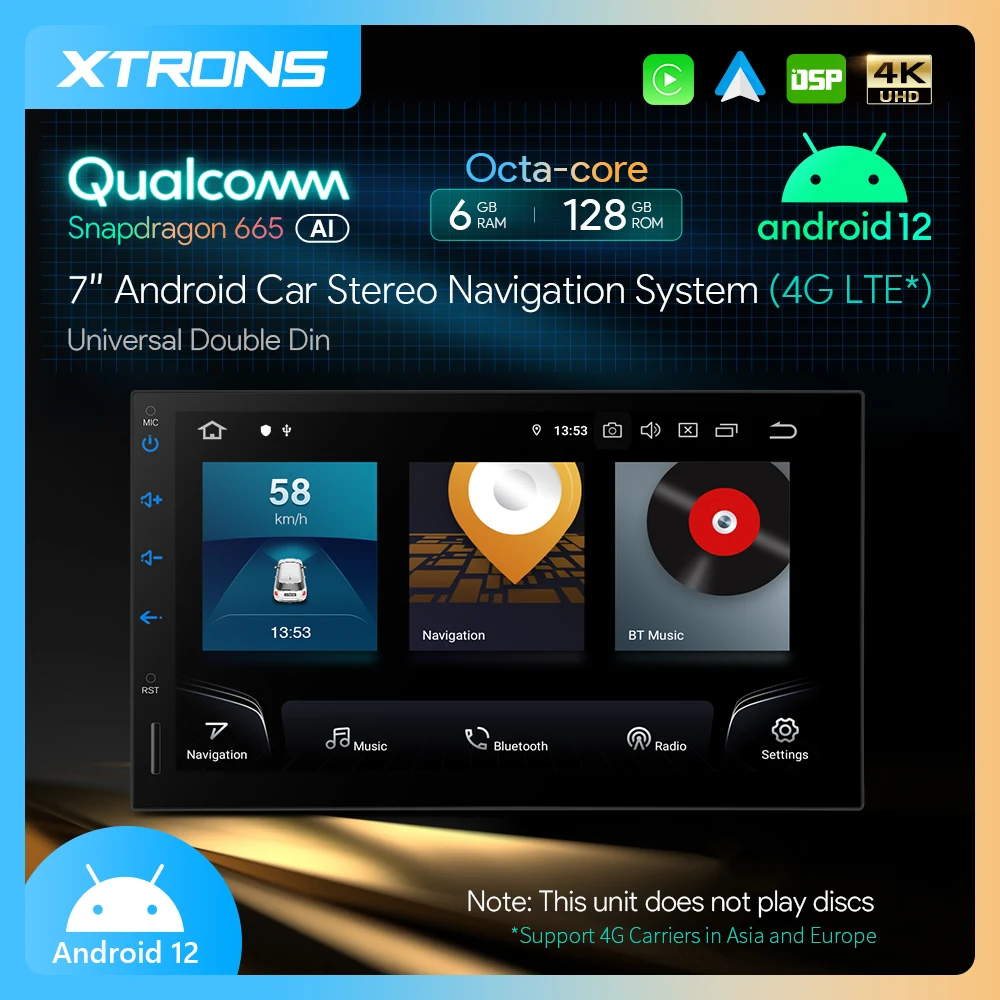 Автомобильная магнитола XTRONS универсальная мультимедийная система на Android 12 с 7