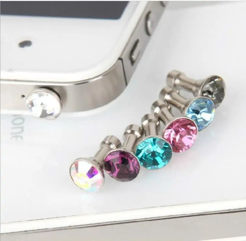 

10PCS Cute Shiny Rhinestone 3.5mm Earphone Jack Cap Plug Anti Dust Plug Cap Accesorios Para Celular for Iphone Accessories