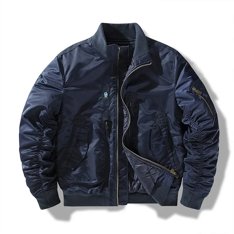 Autumn/Winter Thickened Aviation Pilot Flight Jacket Men's Baseball Cap Cropped Tactical Stand Collar Casual Loose Fit