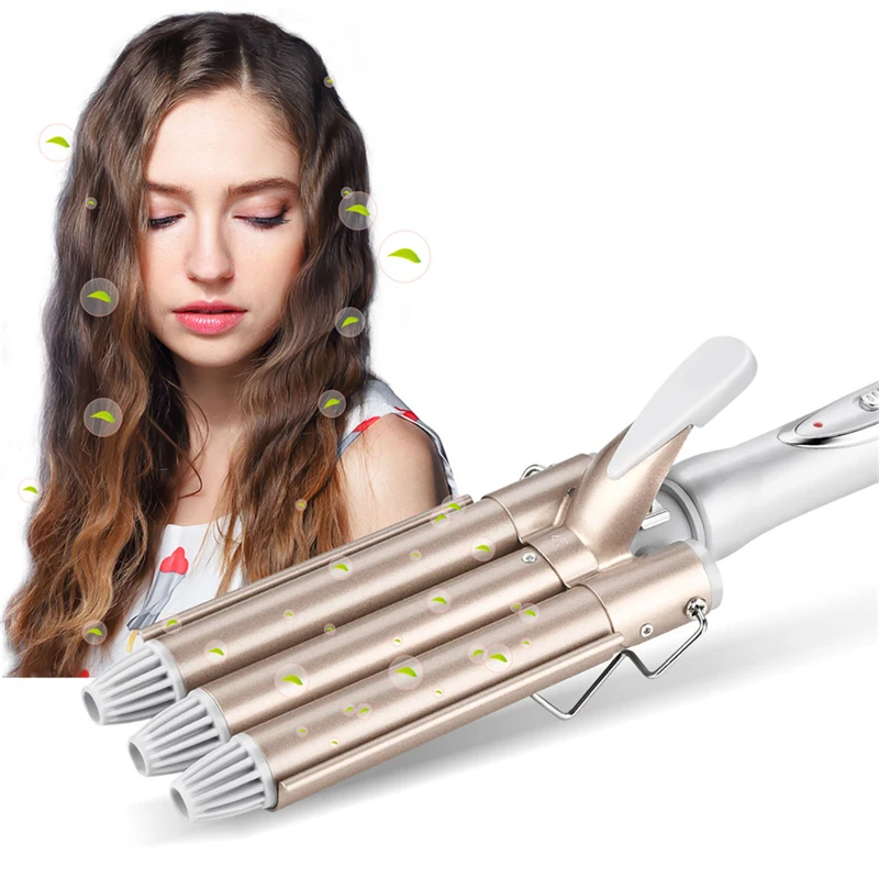 

Triple Barrels Hair Curler Professional Curling Irons Ceramic Negative Ion Dry Wet Hair Styling Tool Large Big Wave Perm Splint