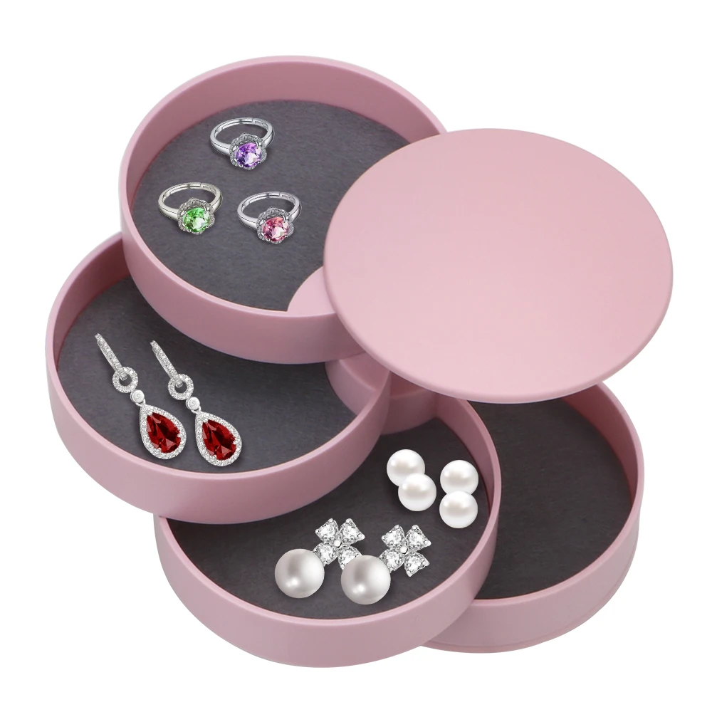 

4-Layer Rotatable Jewelry Box Jewelry Storage Tray with Lid Organizer Necklace Earring Ring Holder Women Jewelry Storage Box