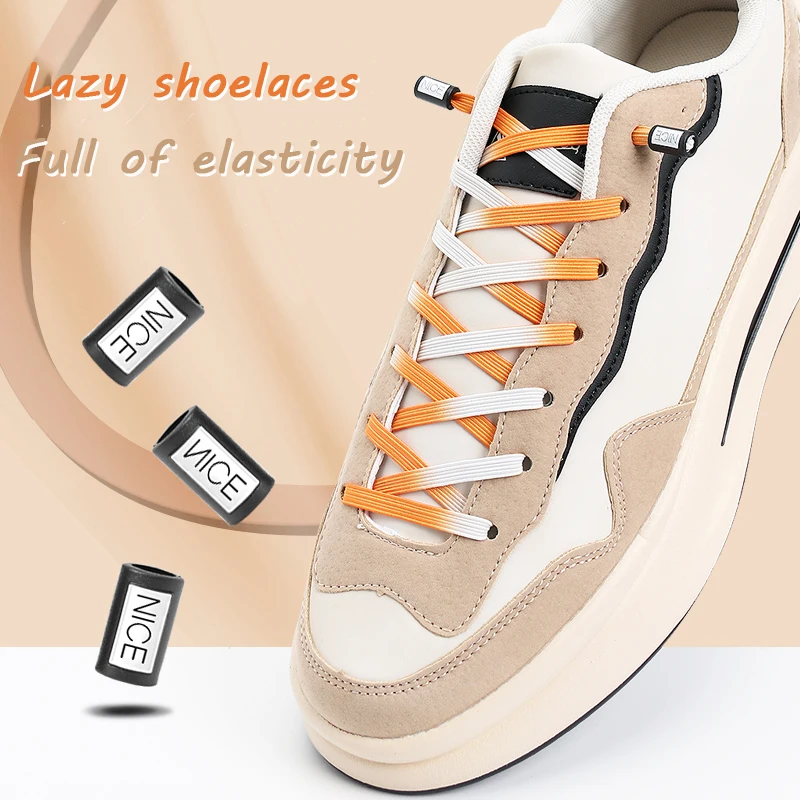 

NICE No Tie Shoelaces Elastic Sneakers Gradient Flat Shoe laces without ties Kids Adult Shoelace For Shoes Strings Accessories