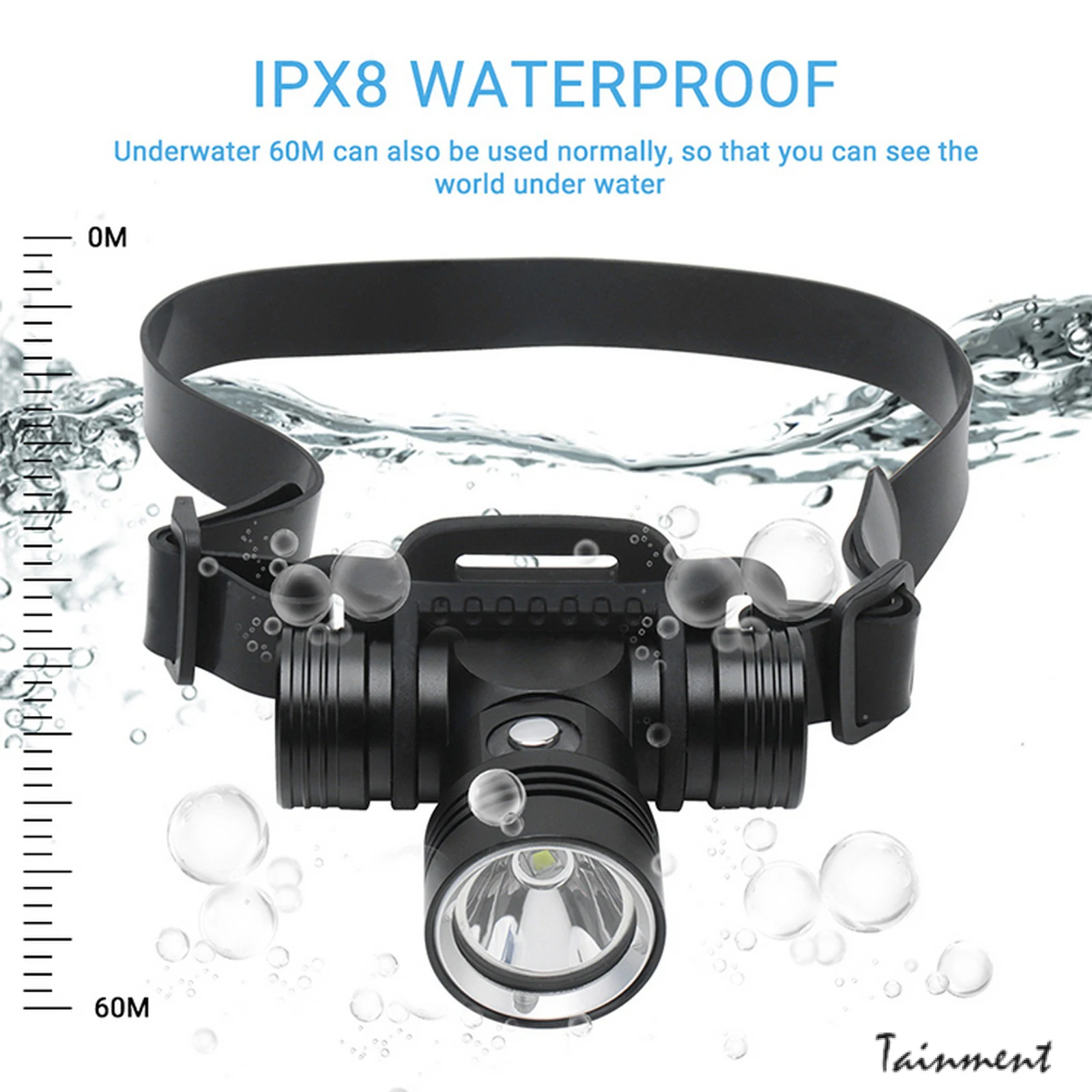 

60 Meter Underwater Diving Light Lighting Headlight 1000 Lumens XML-L2 Led Scuba Diving Headlight Waterproof Head Torch Light