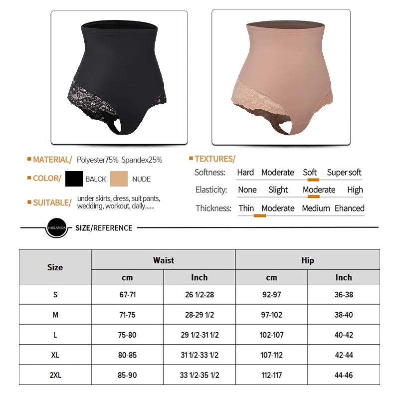 High Waist Tummy Control Panties Women Lace Thong Panty Body Shaper Slimming Underwear Butt Lifter Belly Shaping Cincher Briefs
