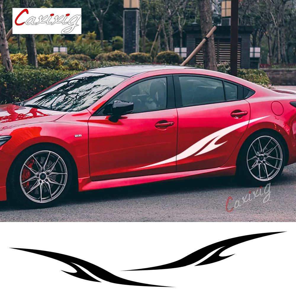 

2pcs Car Racing Sports Sticker Auto Vinyl Side Skirts Decal Funny Stylish Graphic Car DIY Styling Sticker Car Tuning Accessories