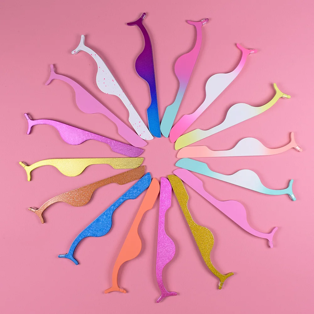 Metal Extension False Eyelash Tweezers Fake Eye Lash Applicator Curler Nipper Auxiliary Clip Clamp Makeup Forceps Tools