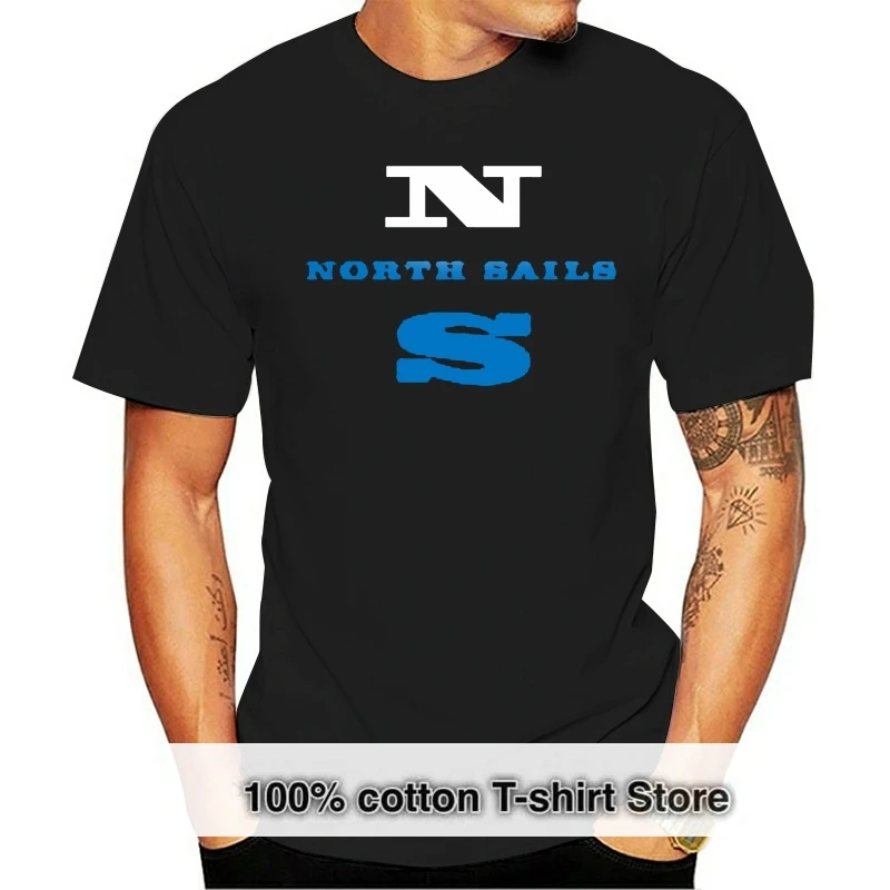

New Retno vintage North Sails Black Size S-2XL T-Shirt 100% cotton casual short sleeve men T shirt