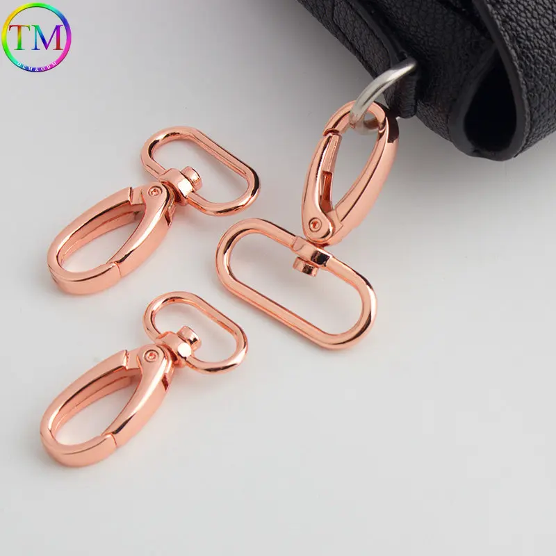 13mm 20mm 25mm 38mm Rose Gold Metal Leather Belt Swivel Trigger Lobster Clasp Clip Snap Hook Buckle For Crochet Bag Hardware