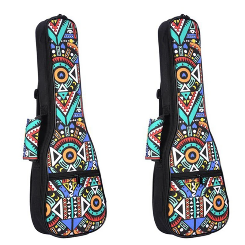 

Quality 2Pcs Double Strap Hand Folk Ukulele Carry Bag Cotton Padded Case For Ukulele Guitar Parts Accessories,Blue-Graffiti, 26
