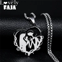 afawa gothic couple necklace stainless steel love necklace for womenmen silver color necklaces jewelry gargantilla n4151s03