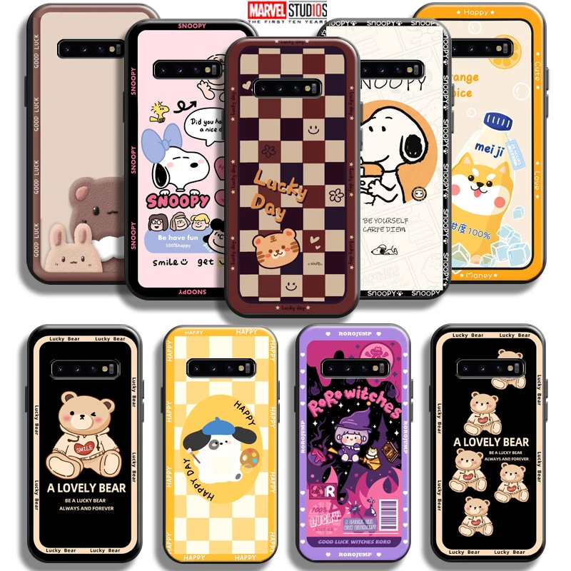 

Cute Cartoon Bear Phone Case For Samsung Galaxy S10 S10 Plus S10 Lite S10E S10 5G Funda TPU Black Carcasa Soft Back Coque