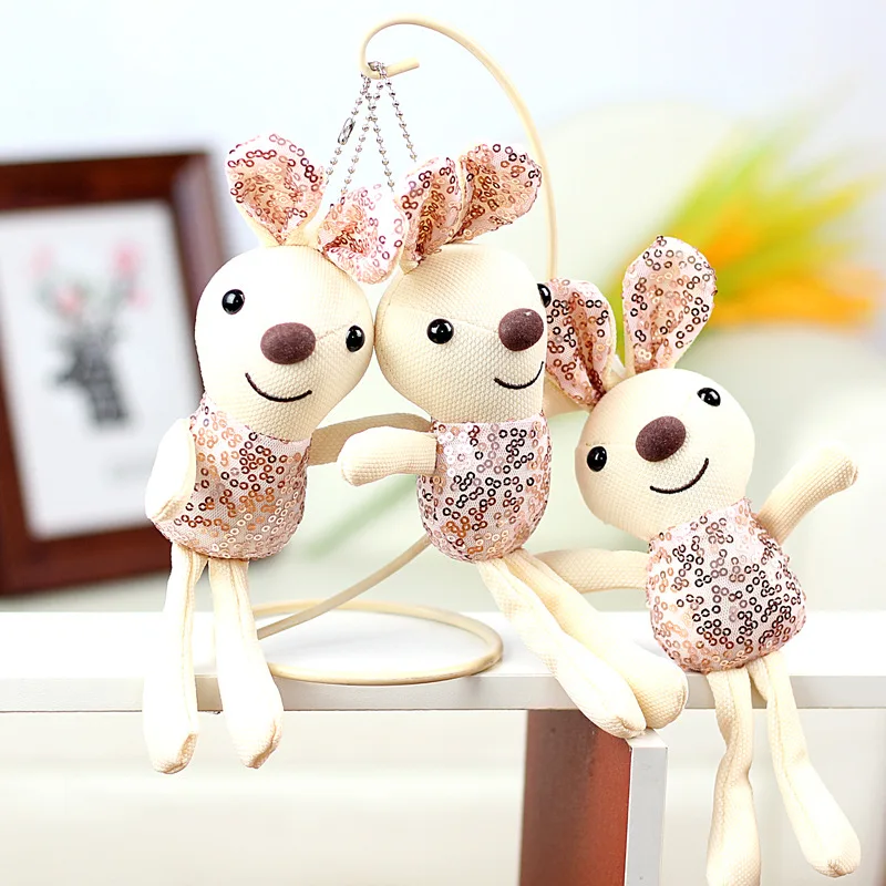 

20m Cartoon Plush Sequined Rabbit Doll Plush Toy Keychain Exquisite Pendant Bag Accessories Girl Schoolbag Pendant