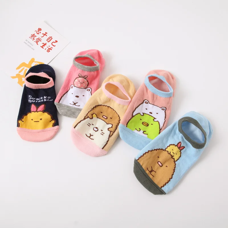 

Носки-лодочки с аниме Sumikkogurashi, Симпатичные однотонные удобные хлопковые носки до щиколотки Sumikko Gurashi